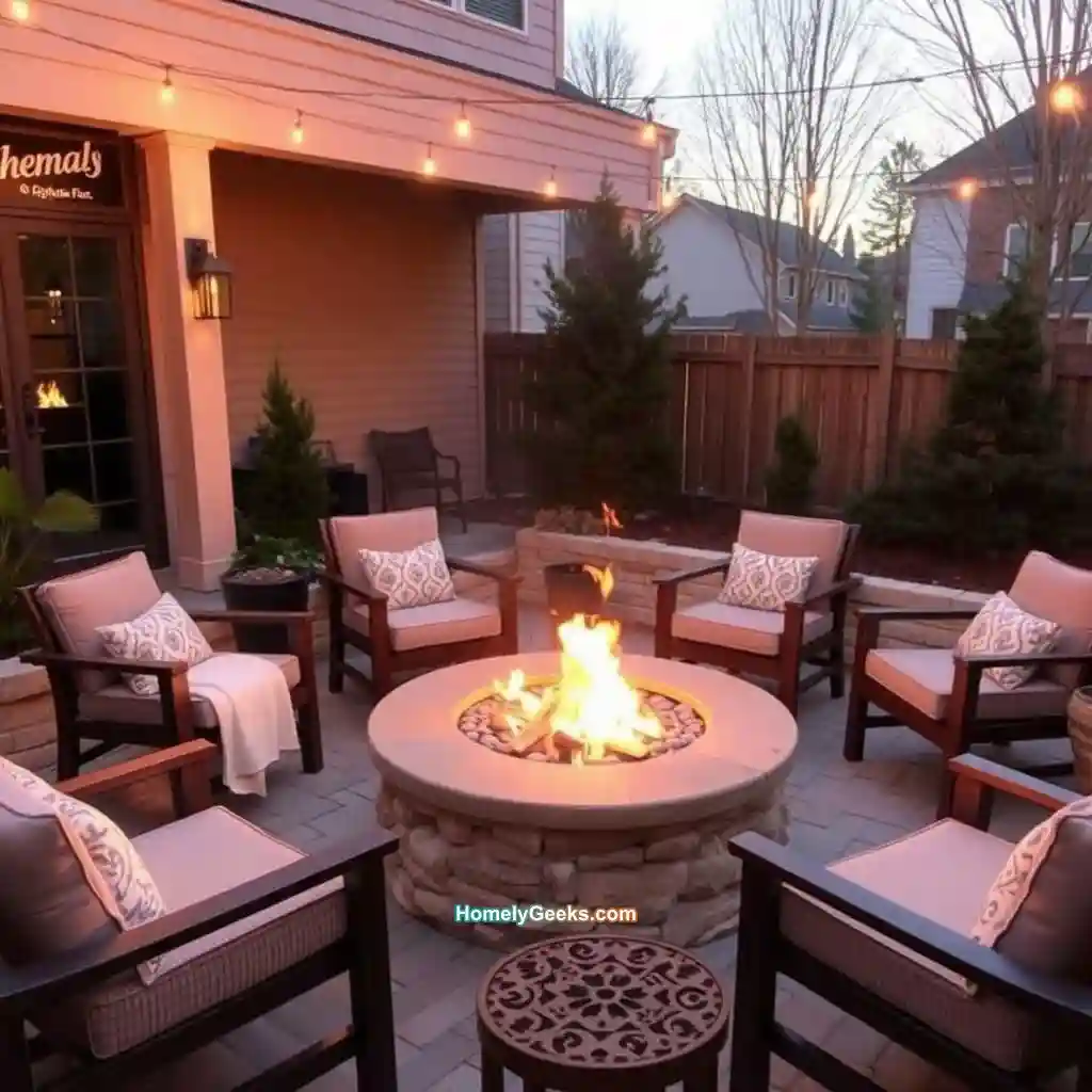 13. Cozy Fire Pit Patio with Seating