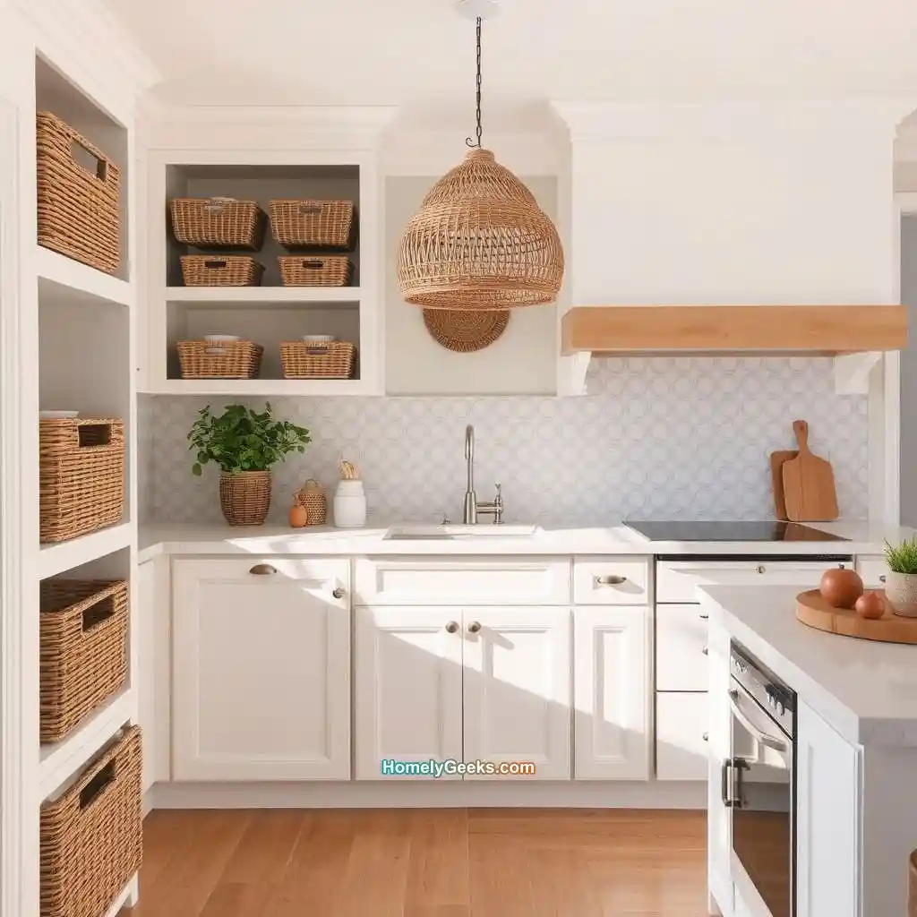 15. Light Boho Kitchen with Natural Textures