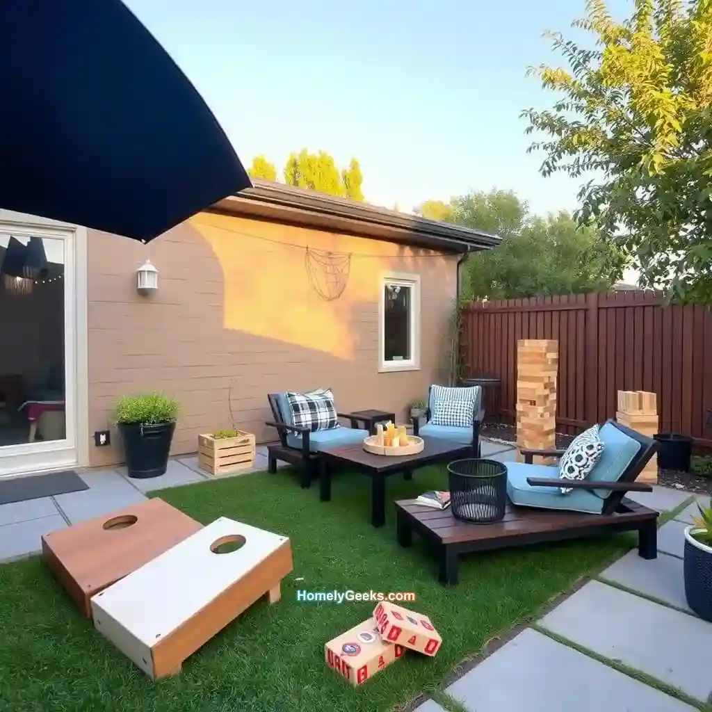17. Playful Patio with Outdoor Games