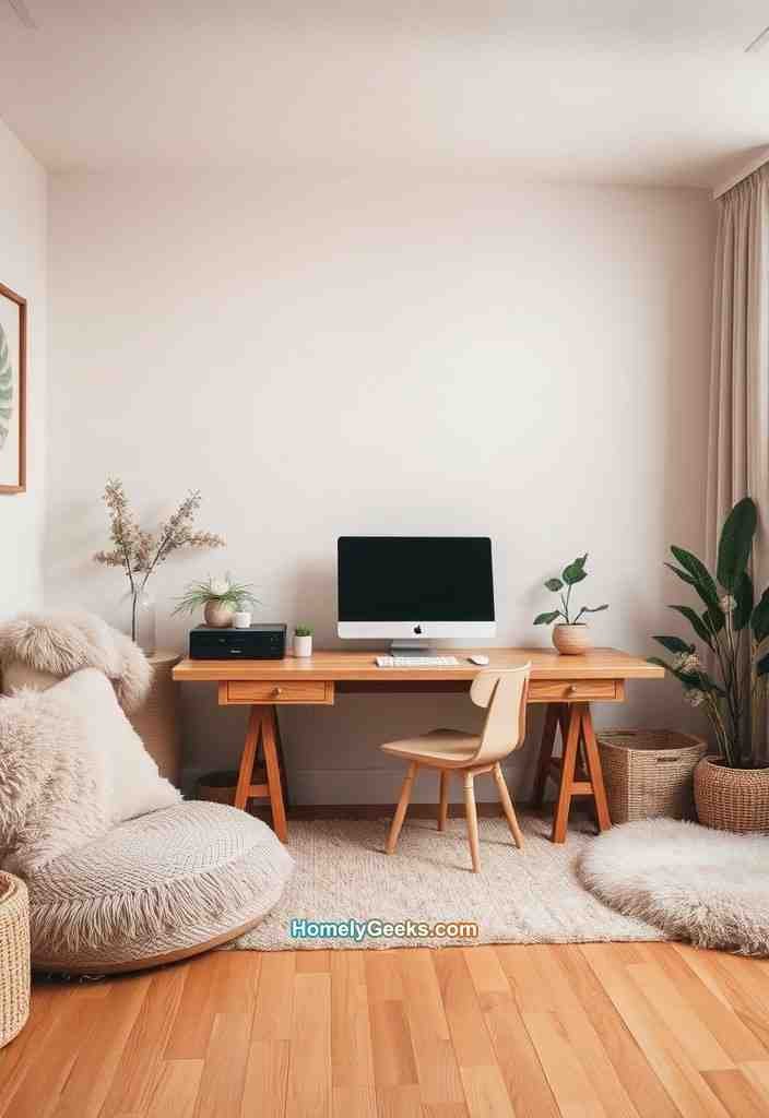 20. Peaceful Workspace with Soft Textures