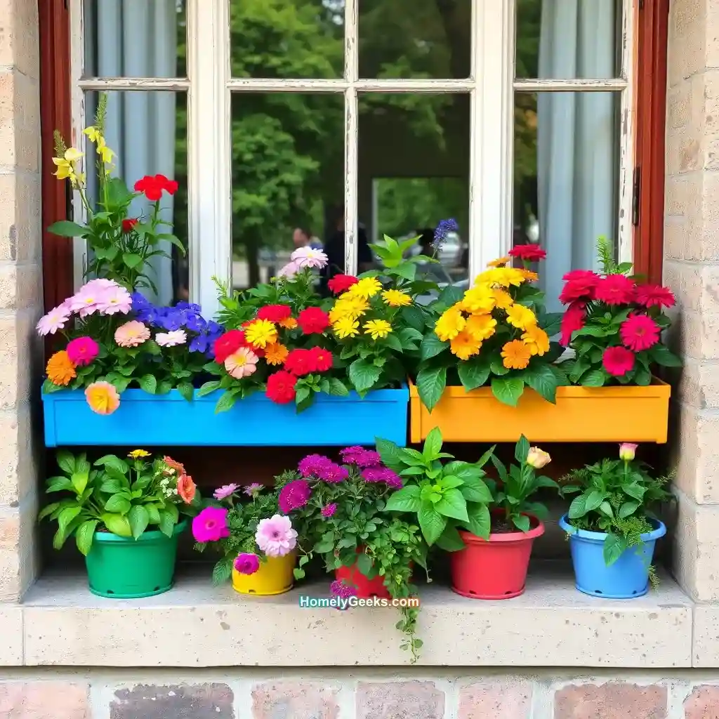 5. Colorful Planter Window Well