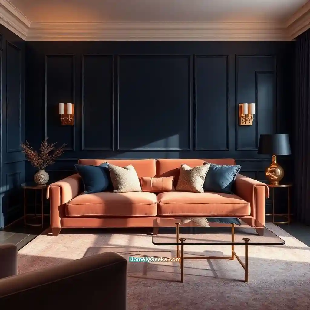 6. Navy Walls with Gold Accents for Luxe Style