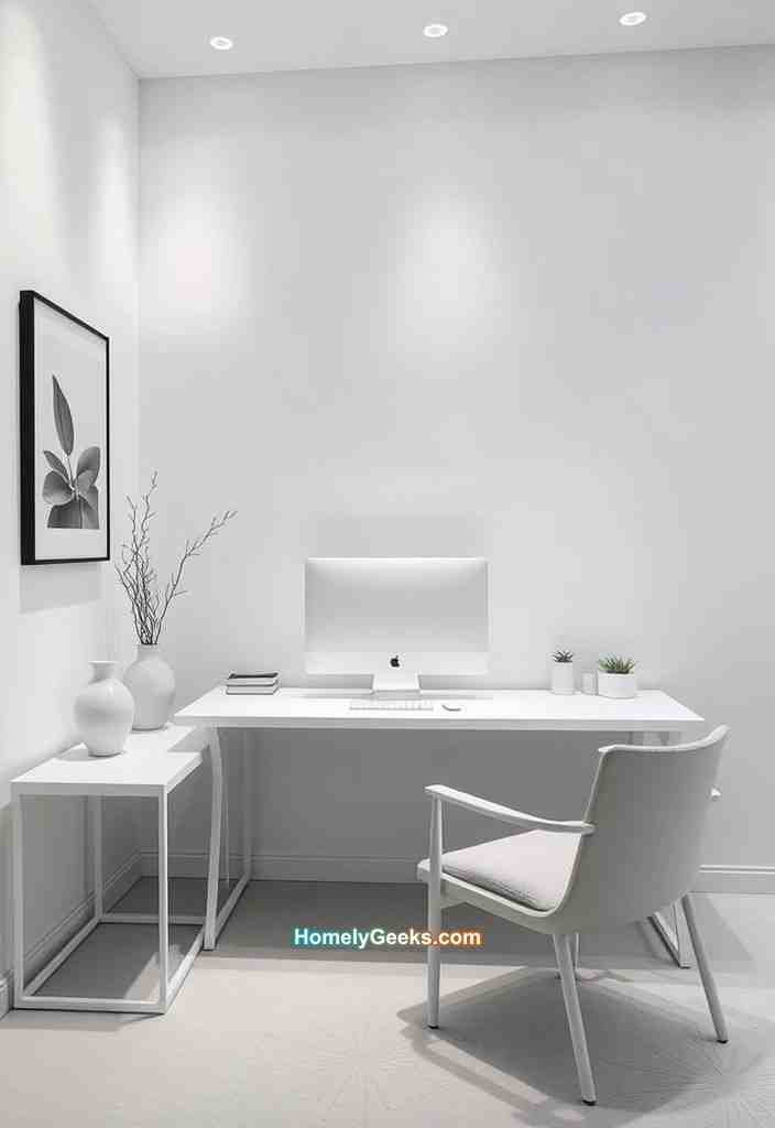 7. Serene Monochromatic Office