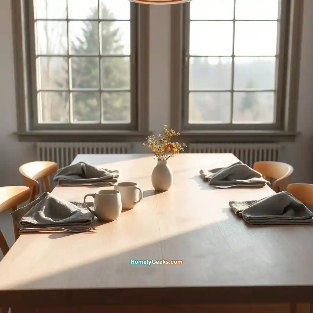 8. Scandinavian Table with Light Wood and Linen Napkins