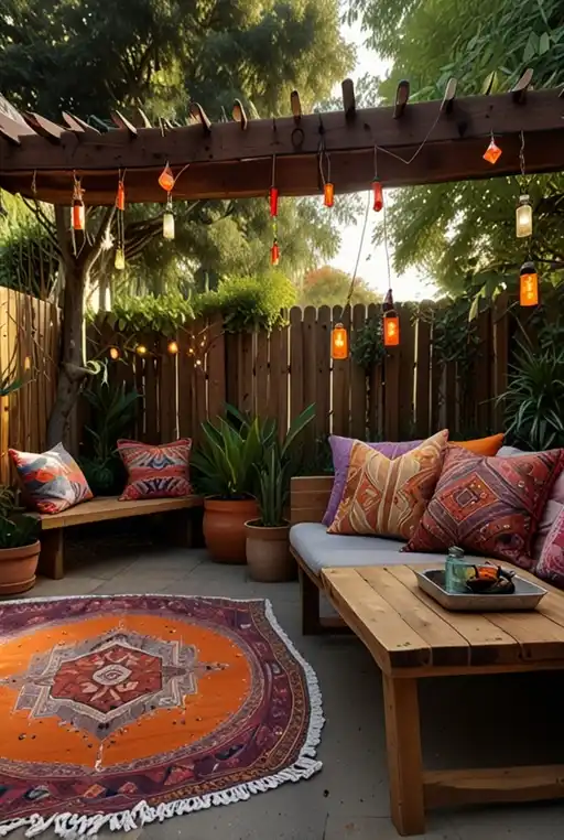 1. Bohemian Vibes with Colorful Hanging Tapestries