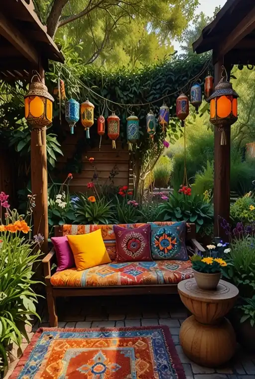 1. Vibrant Bohemian Garden with Mosaic Pathways