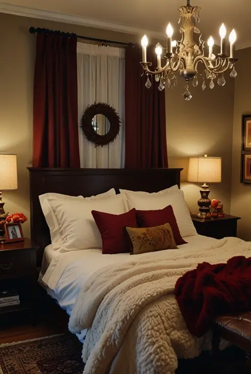 11. Deep Red Accents with Warm Lighting