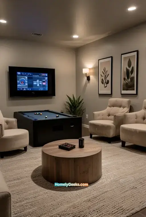 12. Minimalist Game Room with Simple Decor
