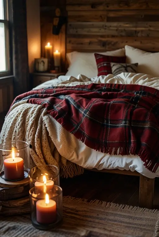 14. Rustic Fall Charm with Candlelit Ambiance