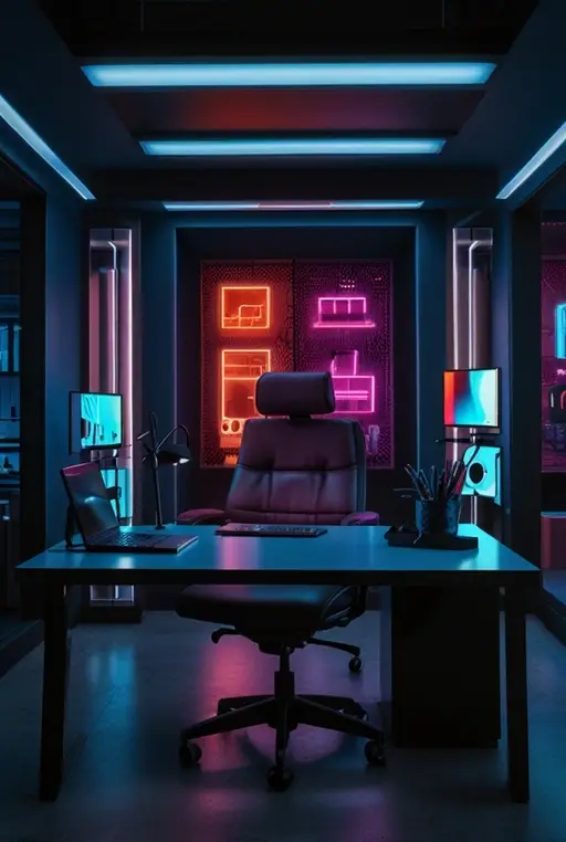 14. Vibrant Tech Office with Smart Features
