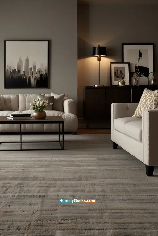 16. Cozy Basement with Soft Wool Area Rug