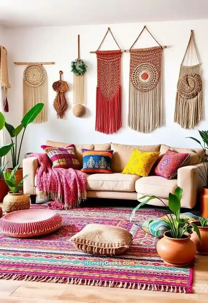 17-boho-living-room-with-colorful-textile-accents