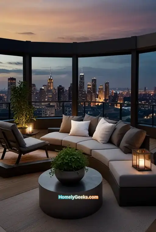 17. Chic Multi Level Deck with Rooftop Lounge and City Views