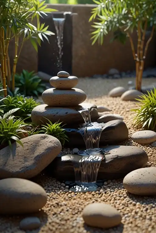 17. Zen Garden with Fountain and Stones