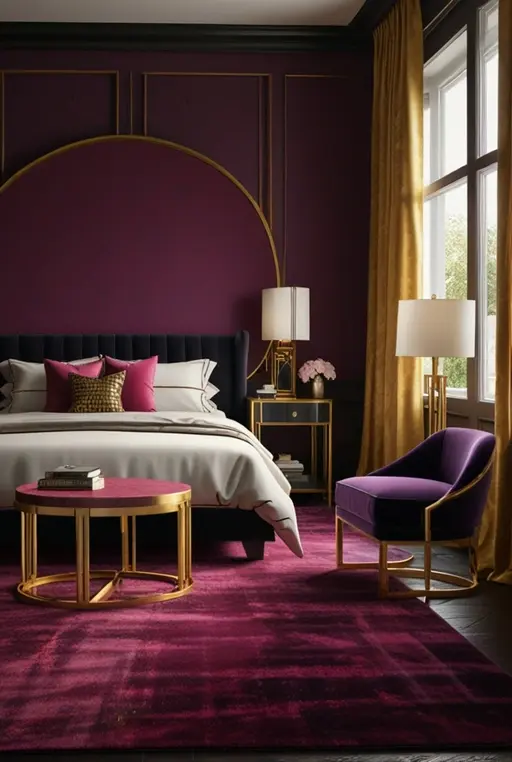 18. Bold Fuchsia Bedroom with Art Deco Accents