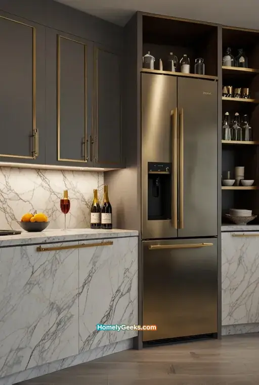 18. Luxury White and Gold Basement Kitchenette