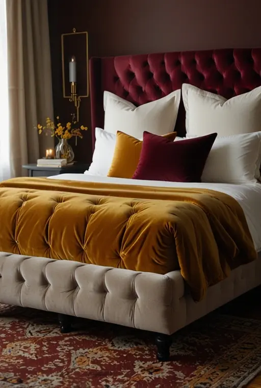 19. Fall Bedroom with Plush Velvet Pillows