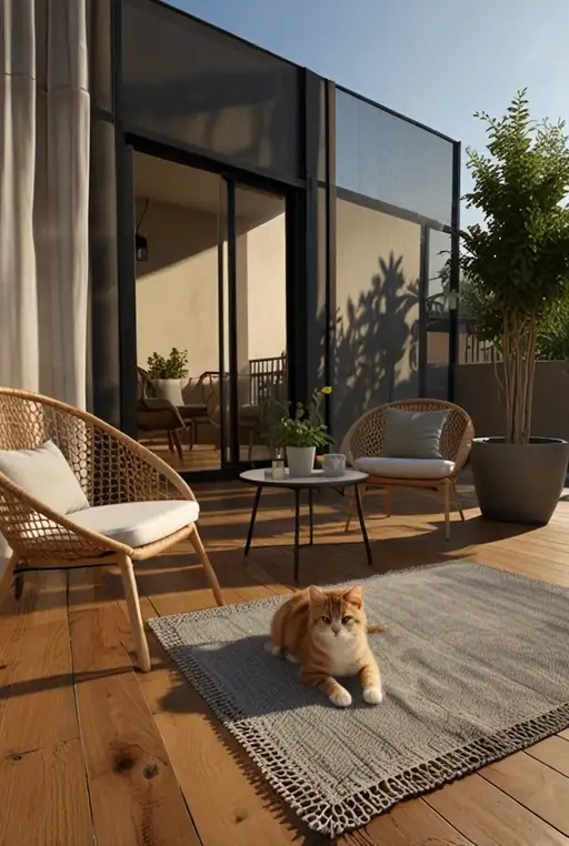 2. Balcony with Cat Netting for Safety