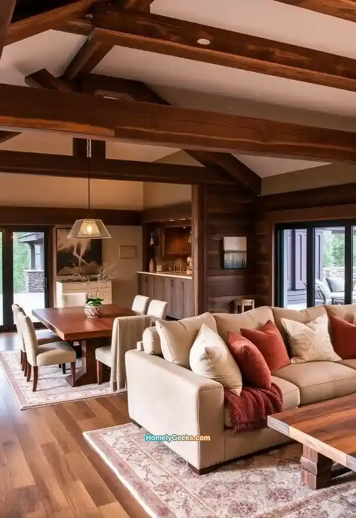 2. Cozy Living and Dining Room with Warm Wood Accents
