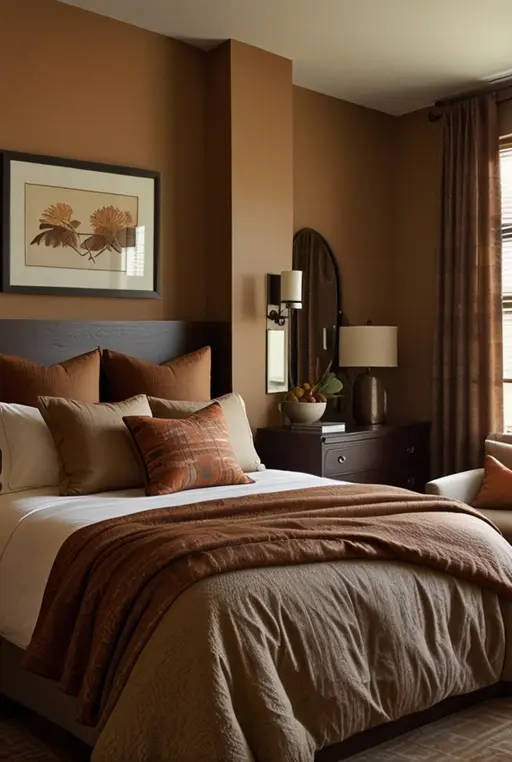 2. Warm Earth Tones with Accent Lighting