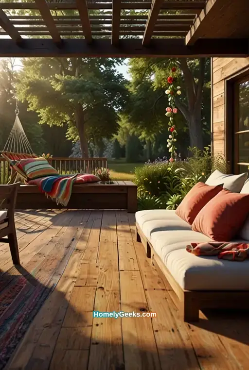 22. Cozy Cottage Style Multi Level Deck with Hammock