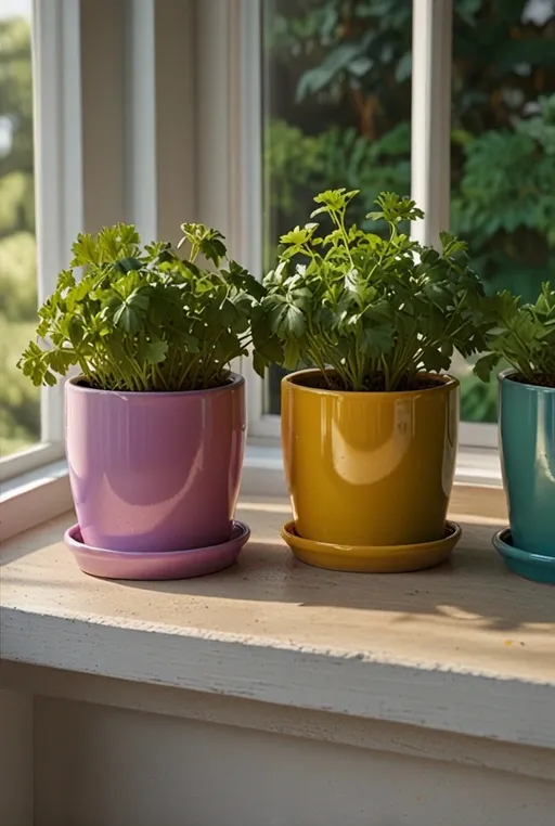 22. Herb Garden in a Colorful Ceramic Planter Set