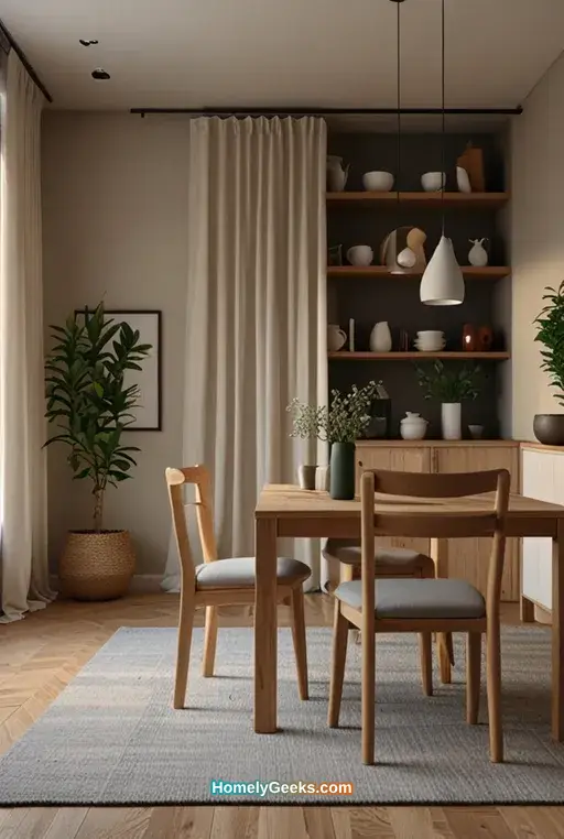 22. Japandi Dining Room with Open Shelving
