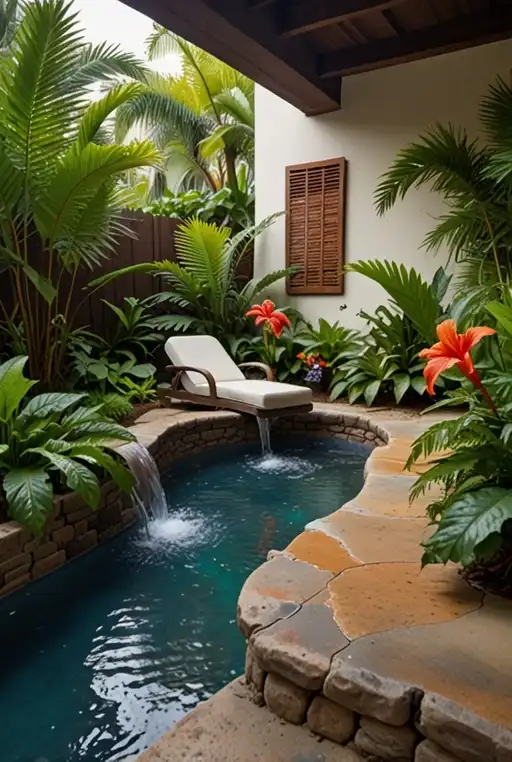 22. Tropical Patio Garden with Water Feature