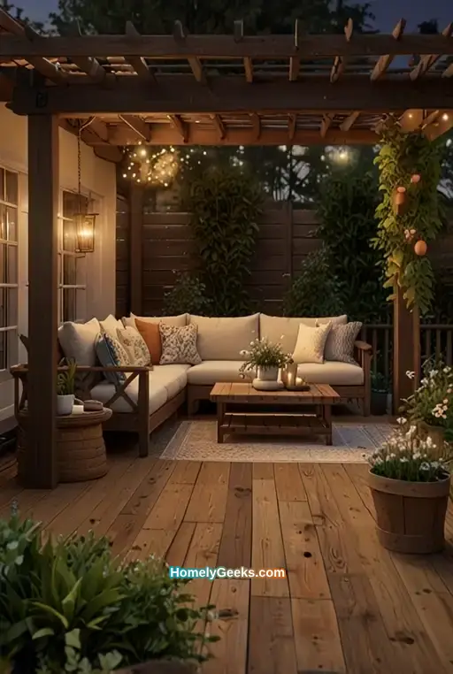 25. Rustic Farmhouse Inspired Multi Level Deck with Pergola