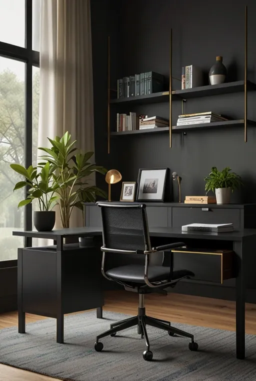 26. Contemporary Office Table with Built-in Drawer Storage
