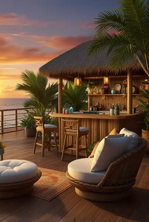 26. Tropical Multi Level Deck with Poolside Tiki Bar