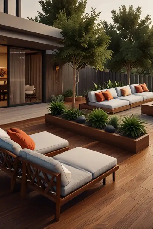 27. Mid Century Modern Multi Level Deck with Lounge Area