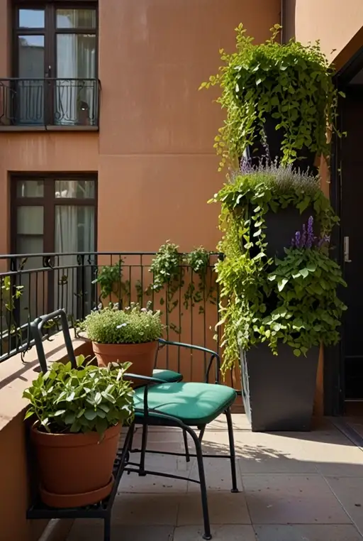 3. Balcony Garden with Vertical Planters