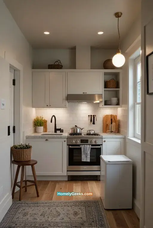3. Bright and Airy Basement Kitchenette with White Cabinets