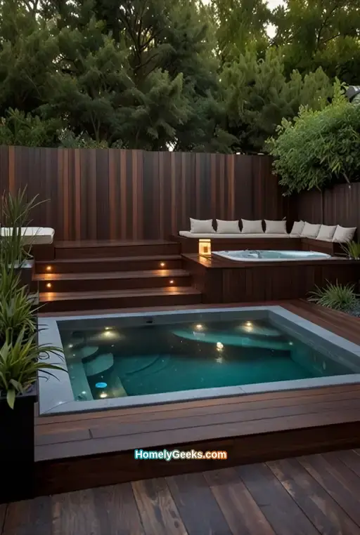3. Modern Multi Level Deck with Hot Tub and Privacy Screen