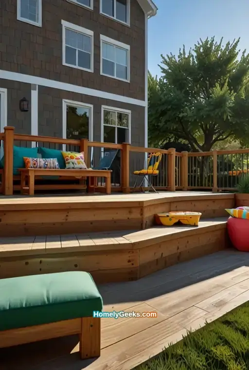 4. Family Friendly Multi Level Deck with Playground Area