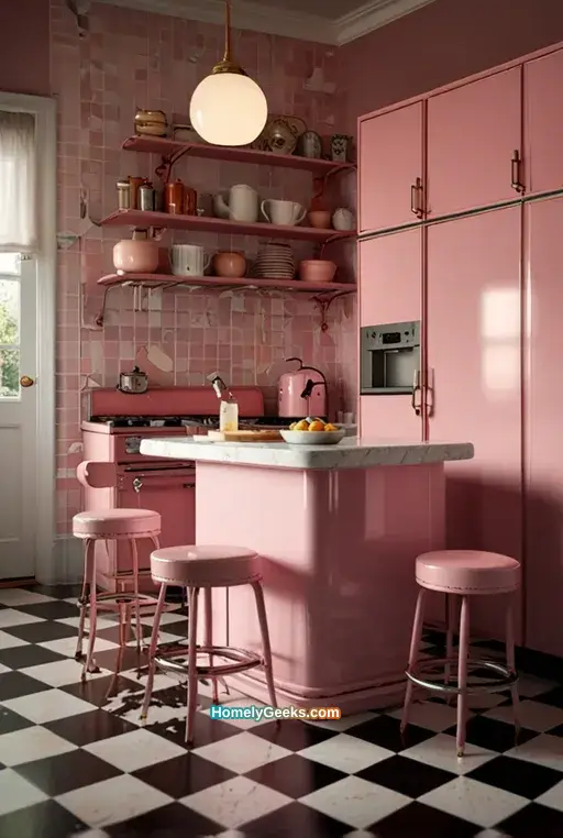 5. Pink Kitchen with Retro Appliances