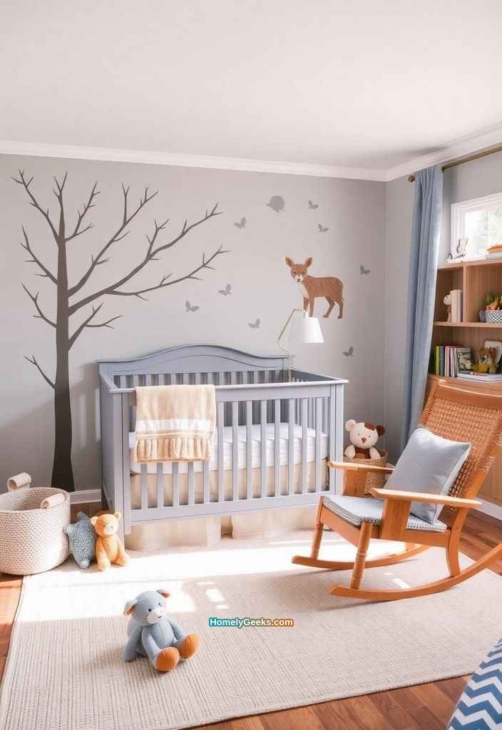 5. Soft Grey Nursery with Woodland Themes