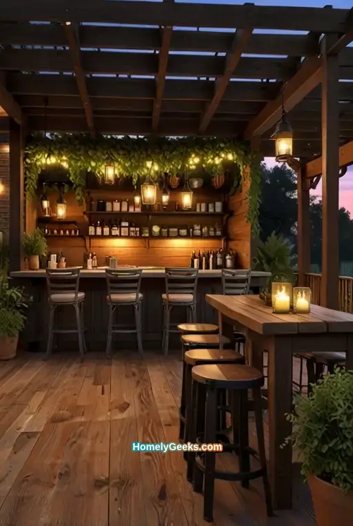6. Rustic Multi Level Deck with Built In Bar and Pergola