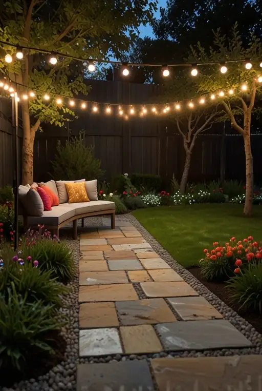 7. Festoon Lights in a Garden Patio