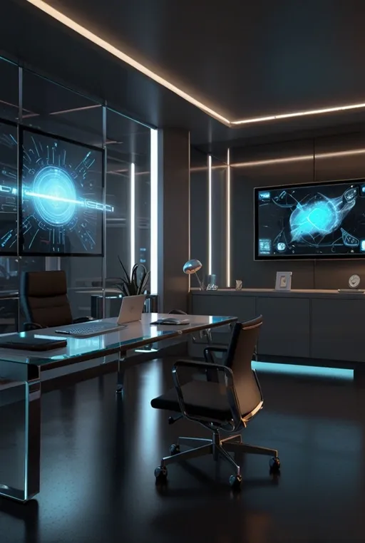 7. High-Tech Home Office with Laptop and Digital Displays