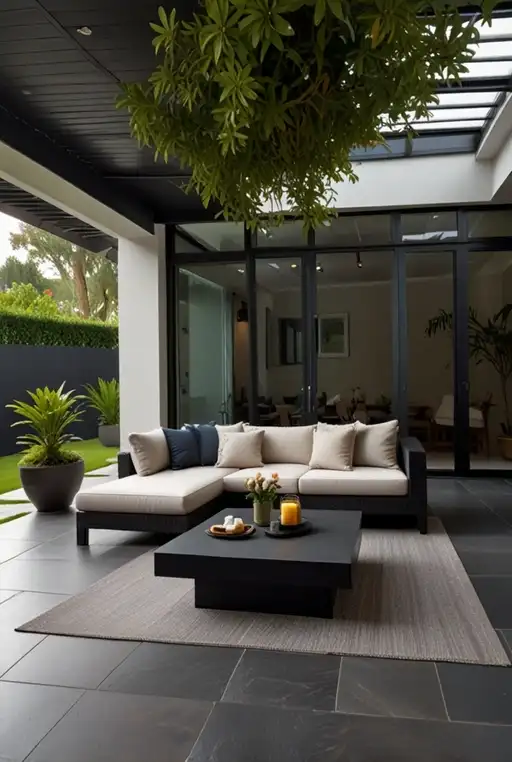 7. Slate Tiled Patio Roof with Built In Fans