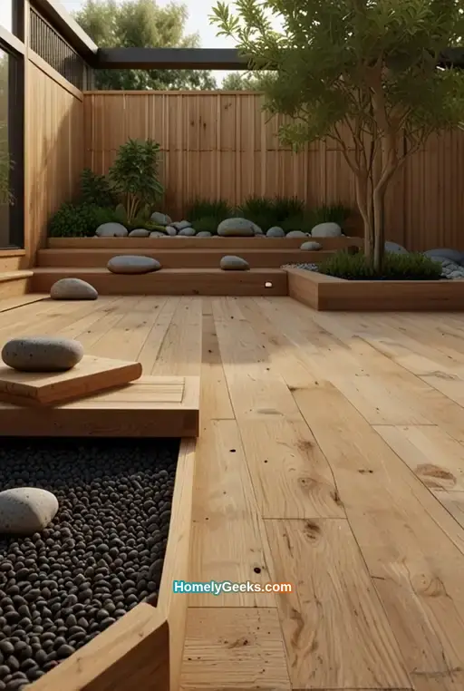 8. Minimalist Multi Level Deck with Zen Garden
